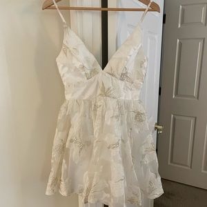 Lulus White Jacquard Mini Dress